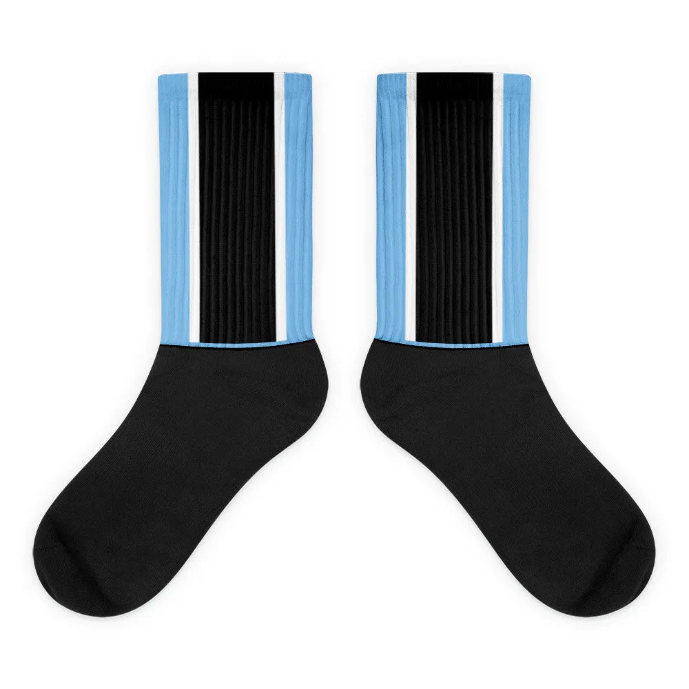 Windrush Blue, Black & White Black Foot Socks by Robert Bowen