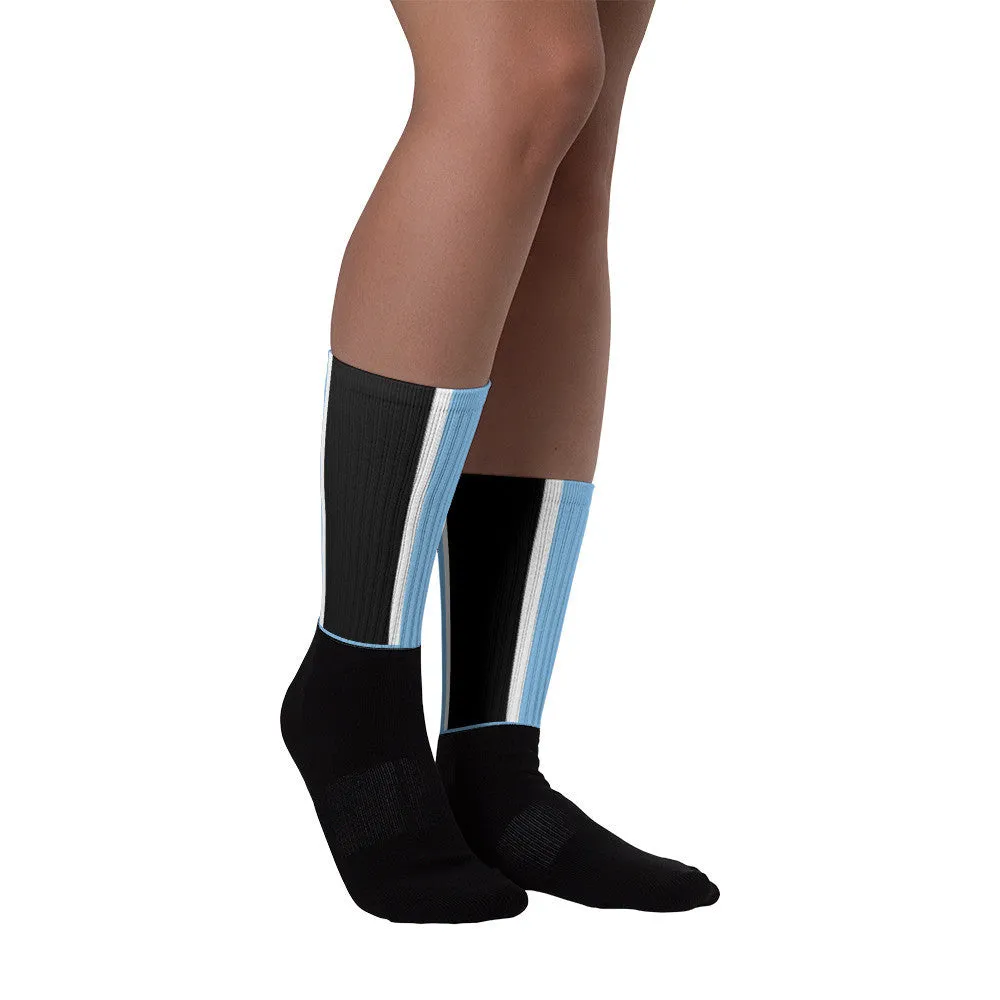 Windrush Blue, Black & White Black Foot Socks by Robert Bowen