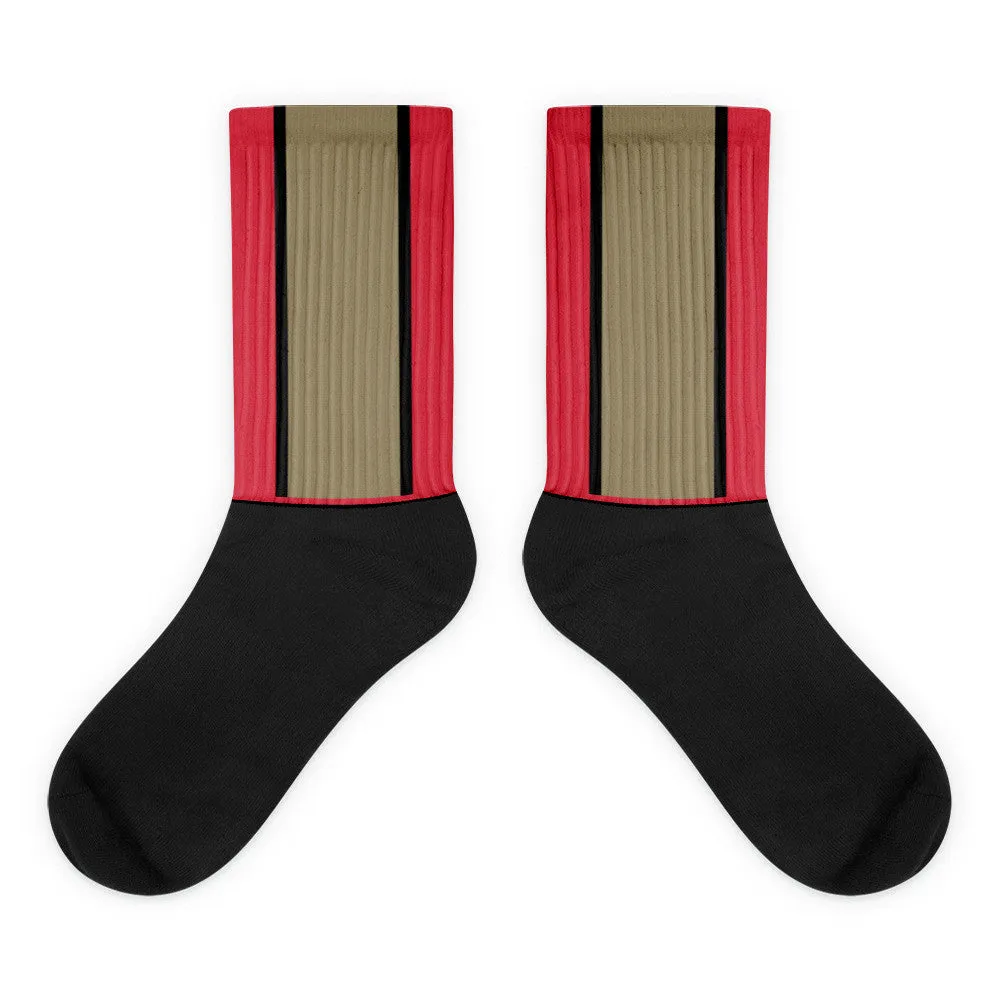 Windrush Red, Tan & Black Black Foot Socks by Robert Bowen