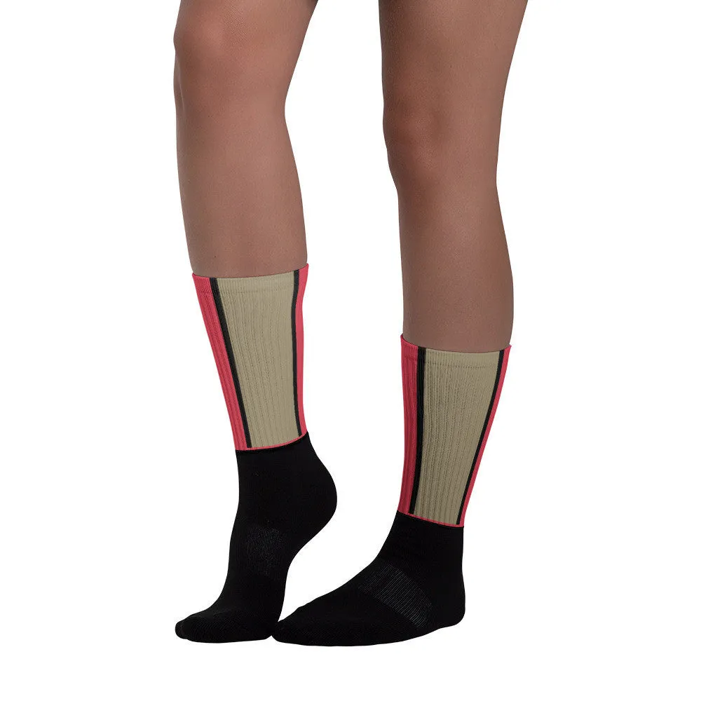 Windrush Red, Tan & Black Black Foot Socks by Robert Bowen