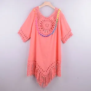 Women Bikini Cover Up Floral Lace Hollow Swimsuit Cover Up