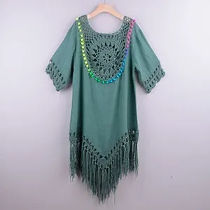 Women Bikini Cover Up Floral Lace Hollow Swimsuit Cover Up