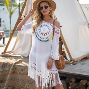 Women Bikini Cover Up Floral Lace Hollow Swimsuit Cover Up