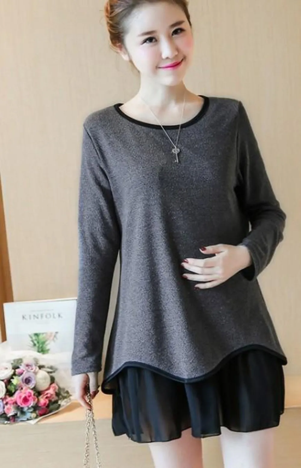 Womens Long Sleeve Layered Top