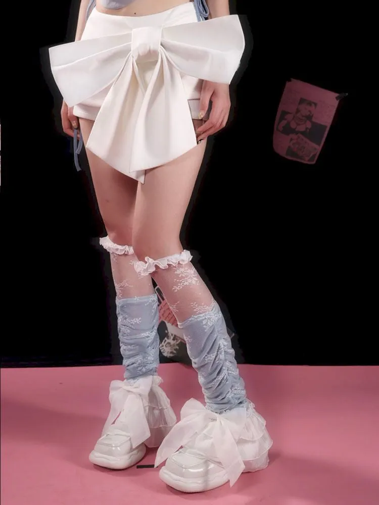 Y2K Calf Socks Lace Patchwork Legwarmers【s0000009728】